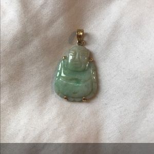 Jade and 14k gold Buddha pendant